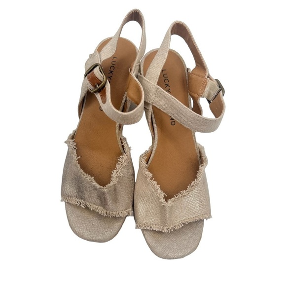 Lucky Brand Mindra Natural Plat Wedge Sandals Size 6 Women’s - Picture 5 of 9